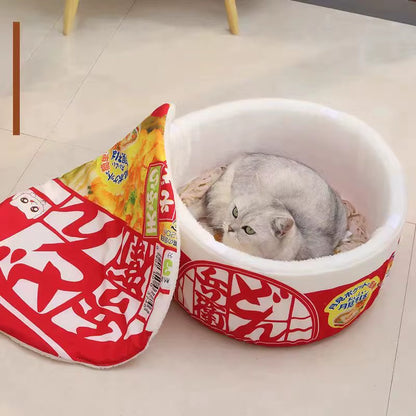 Instant Noodle Design Pet Dog Cat House Kennel Super Large Warm Dog Cat Nest Beds Cushion Cup Cozy Nest for Dogs and Cats