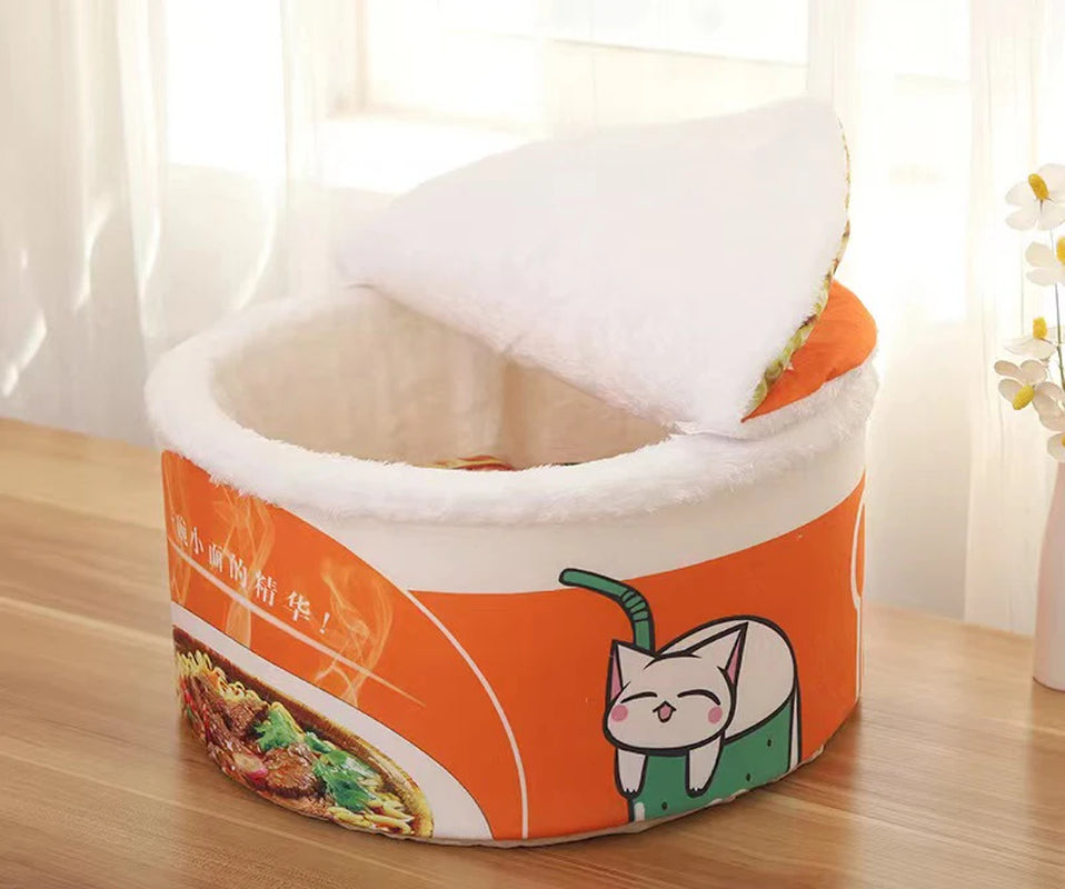 Instant Noodle Design Pet Dog Cat House Kennel Super Large Warm Dog Cat Nest Beds Cushion Cup Cozy Nest for Dogs and Cats