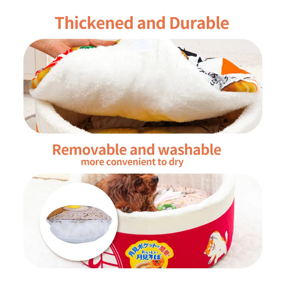 Instant Noodle Design Pet Dog Cat House Kennel Super Large Warm Dog Cat Nest Beds Cushion Cup Cozy Nest for Dogs and Cats