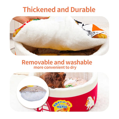 Instant Noodle Design Pet Dog Cat House Kennel Super Large Warm Dog Cat Nest Beds Cushion Cup Cozy Nest for Dogs and Cats